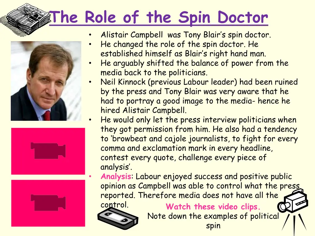 the role of the spin doctor alistair campbell