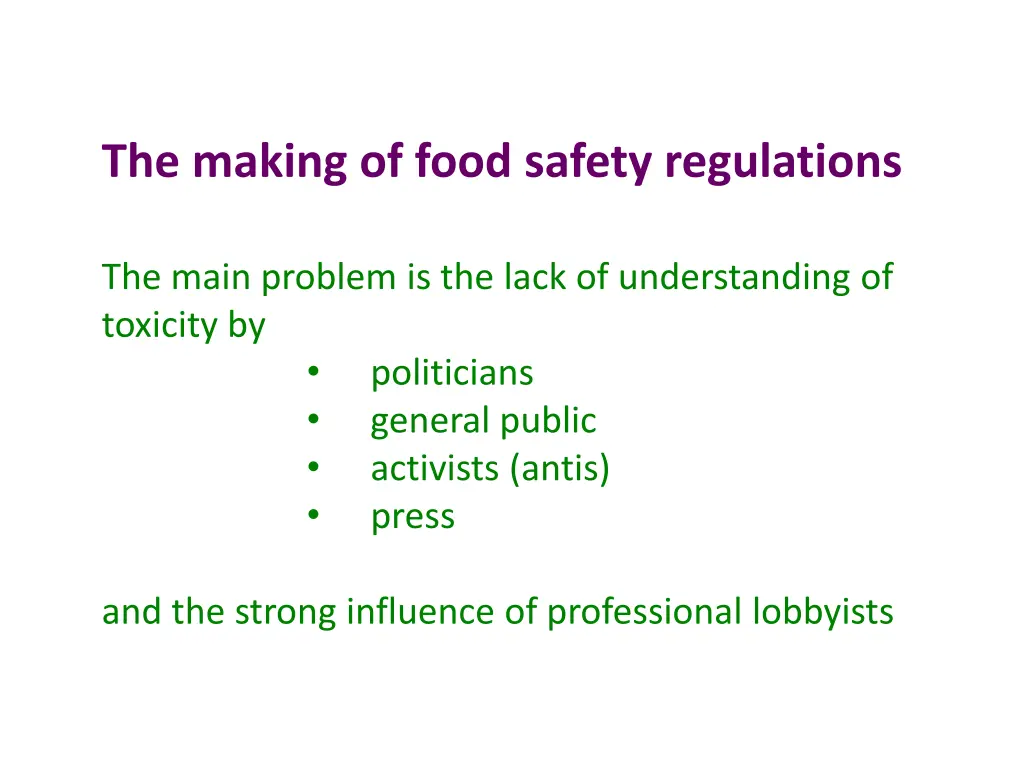 the making of food safety regulations