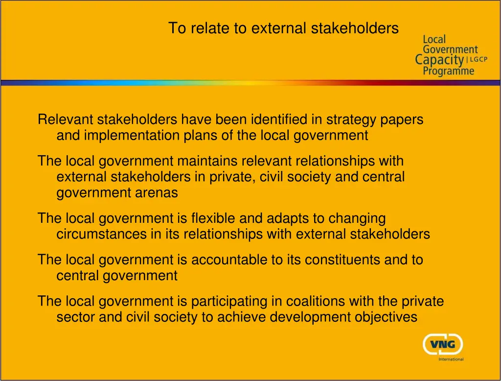 to relate to external stakeholders