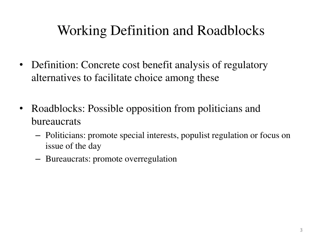 working definition and roadblocks