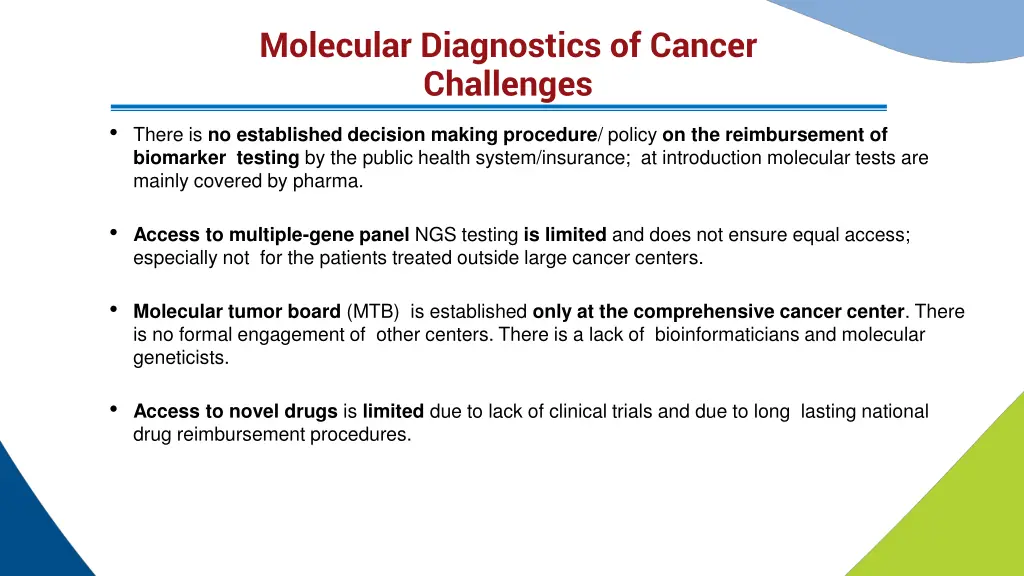 molecular diagnostics of cancer challenges