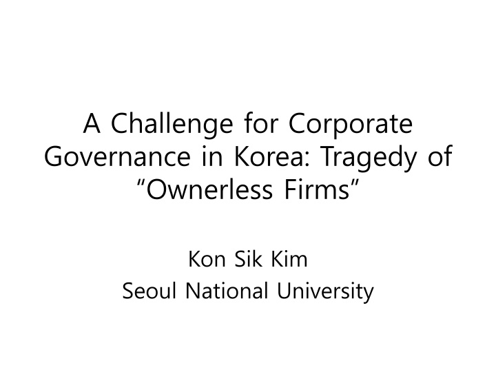 a challenge for corporate governance in korea