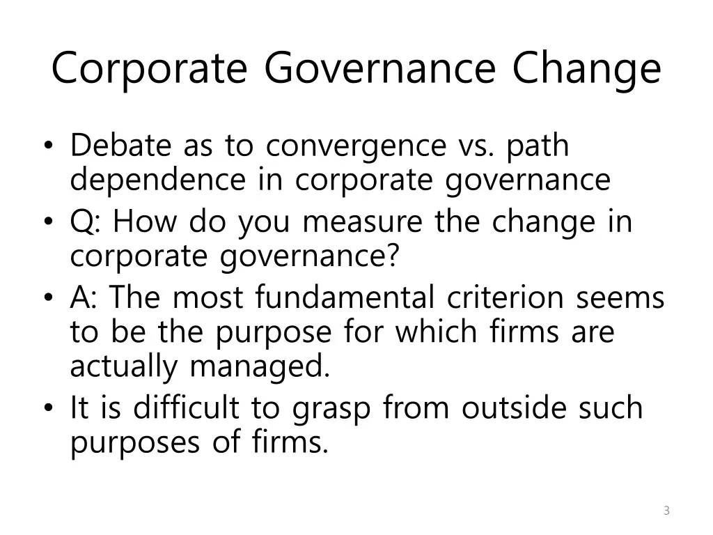 corporate governance change