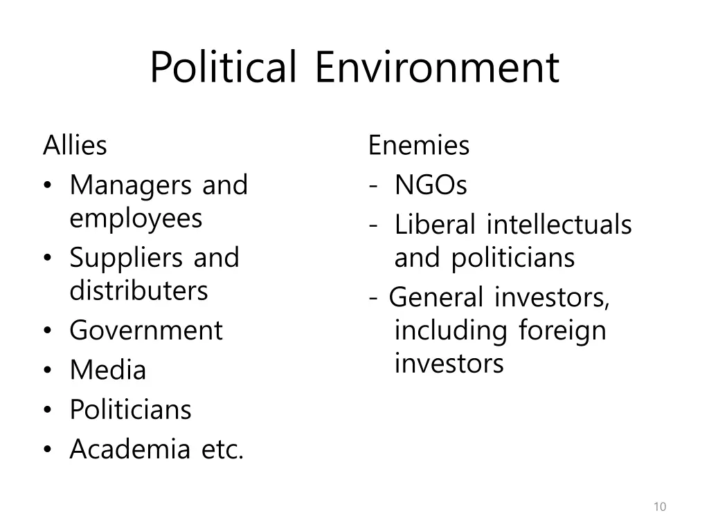 political environment