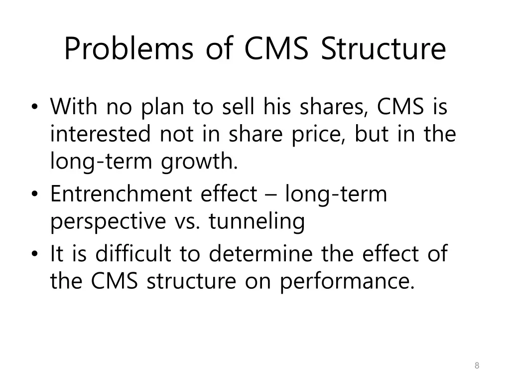 problems of cms structure