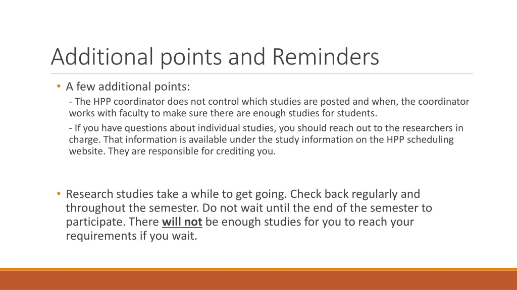 additional points and reminders