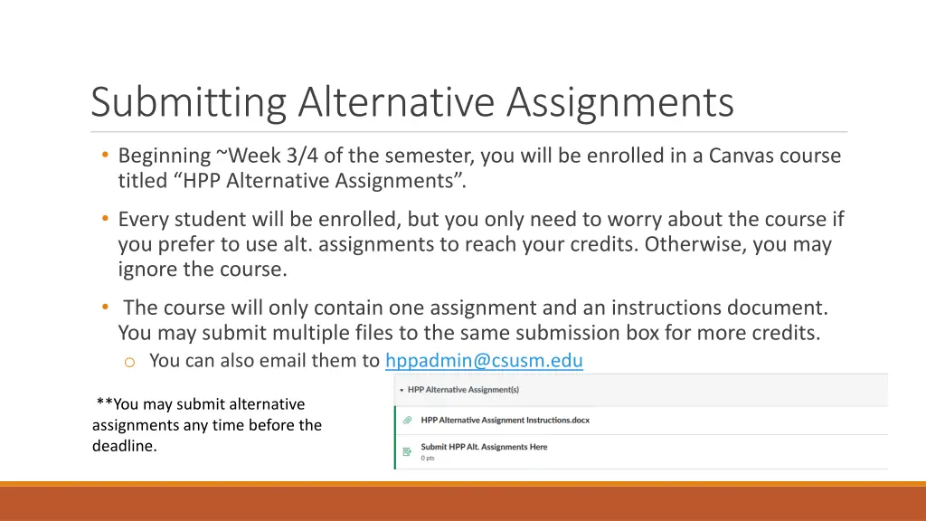 submitting alternative assignments