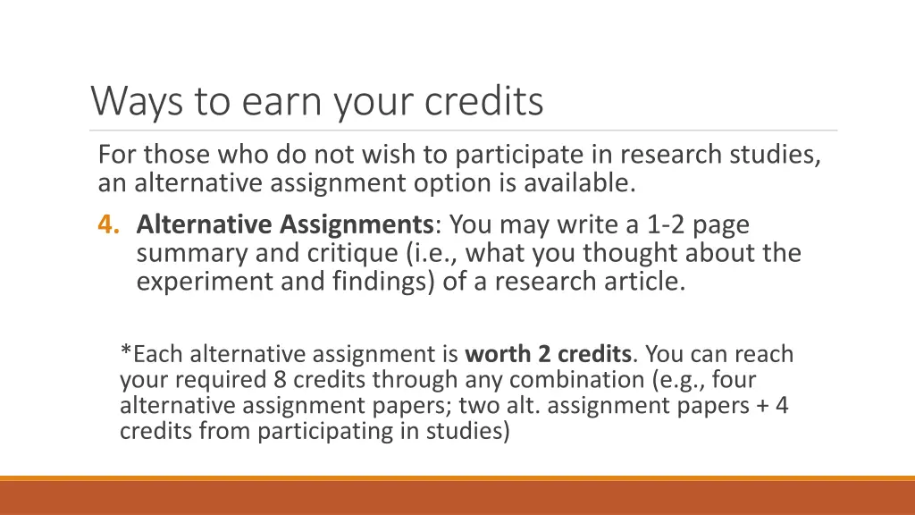 ways to earn your credits for those