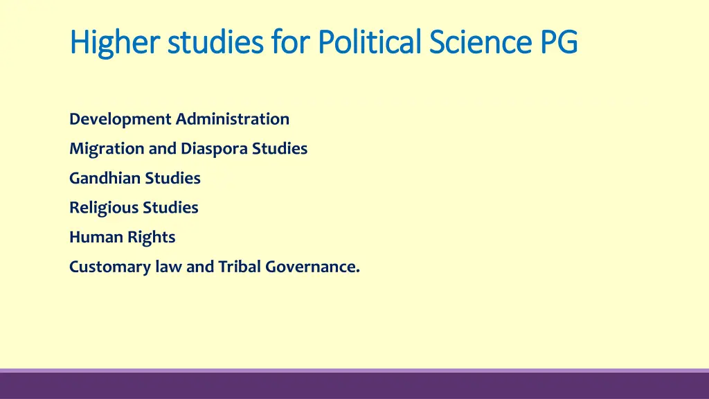 higher studies for political science pg higher