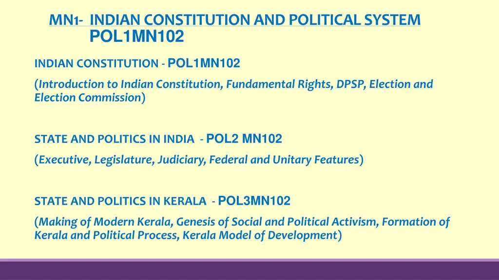 mn1 indian constitution and political system