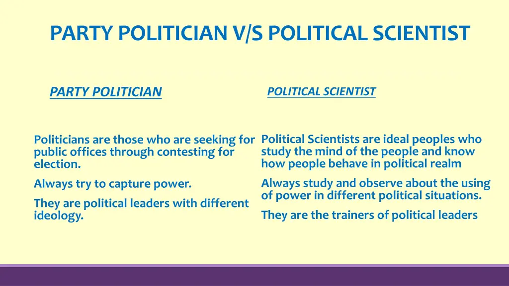 party politician v s political scientist 1