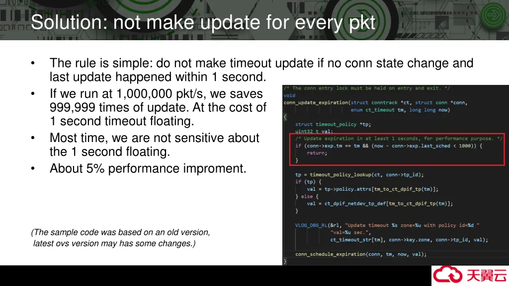 solution not make update for every pkt