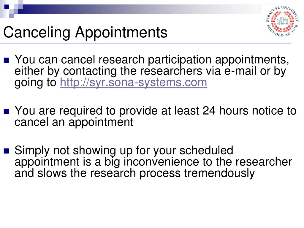 canceling appointments