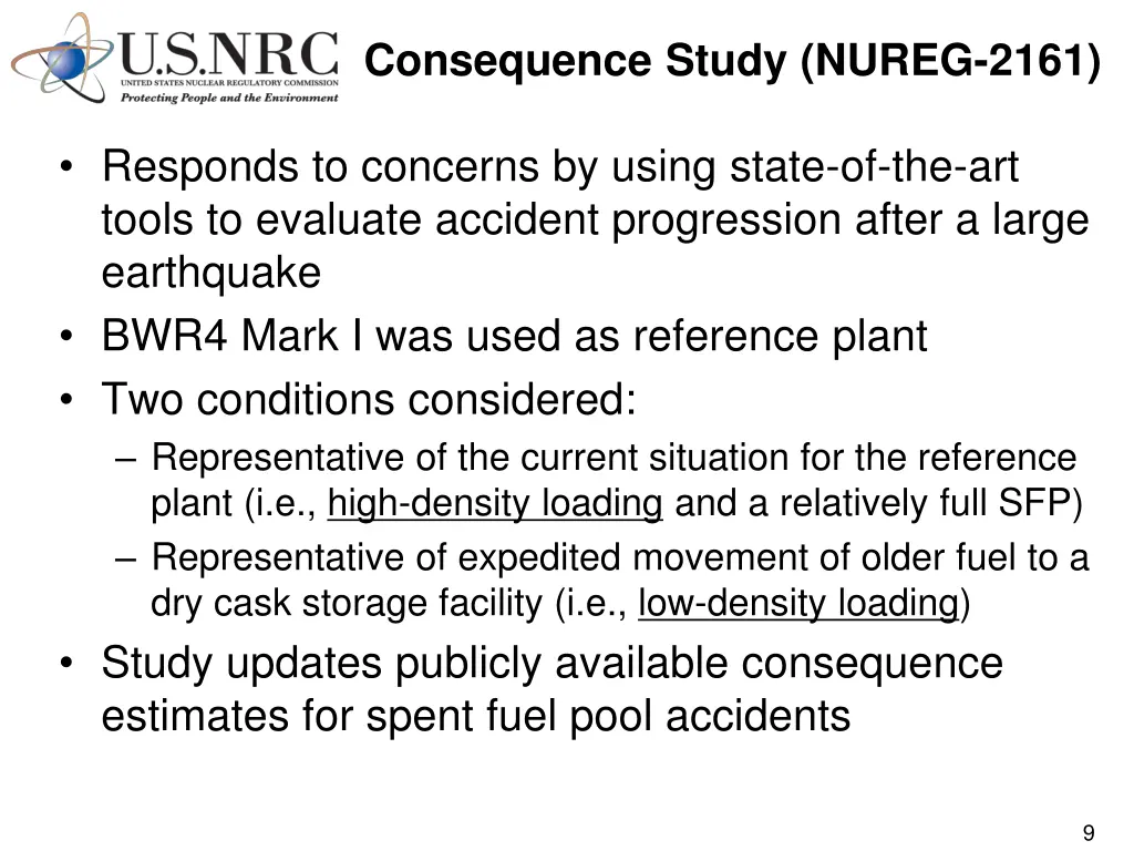 consequence study nureg 2161