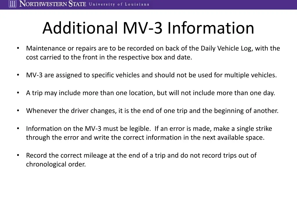 additional mv 3 information