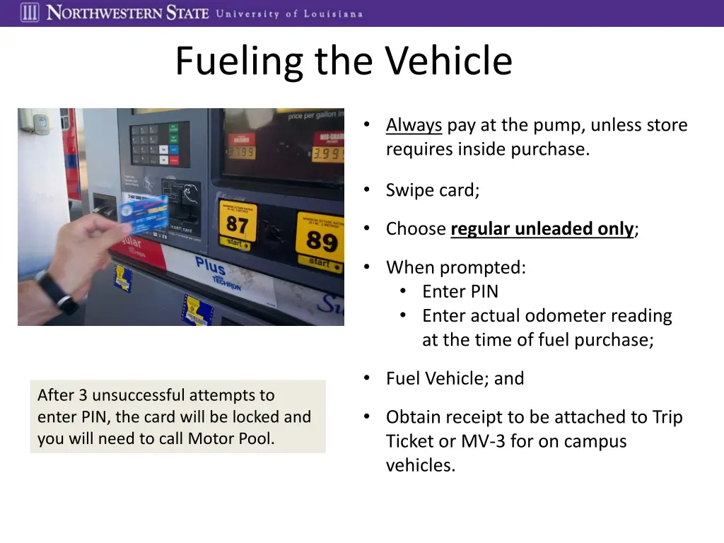 fueling the vehicle