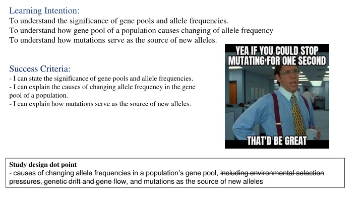 learning intention to understand the significance