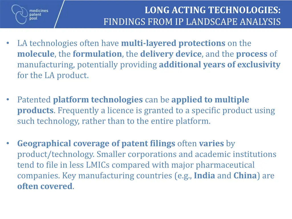 long acting technologies findings from