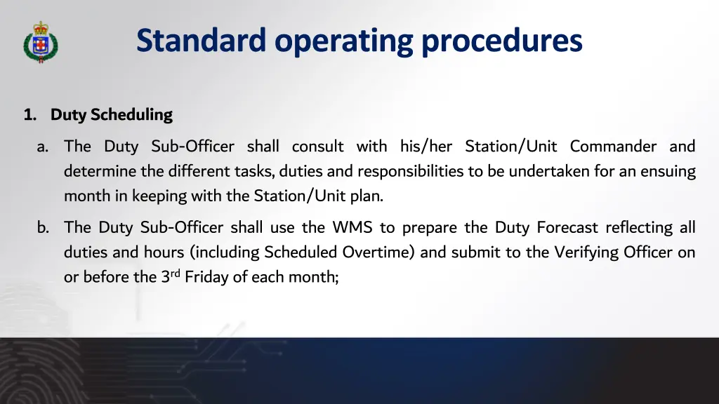 standard operating procedures 1