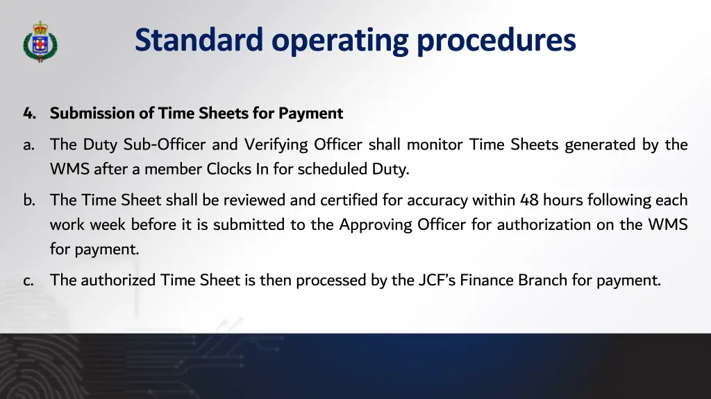 standard operating procedures 8