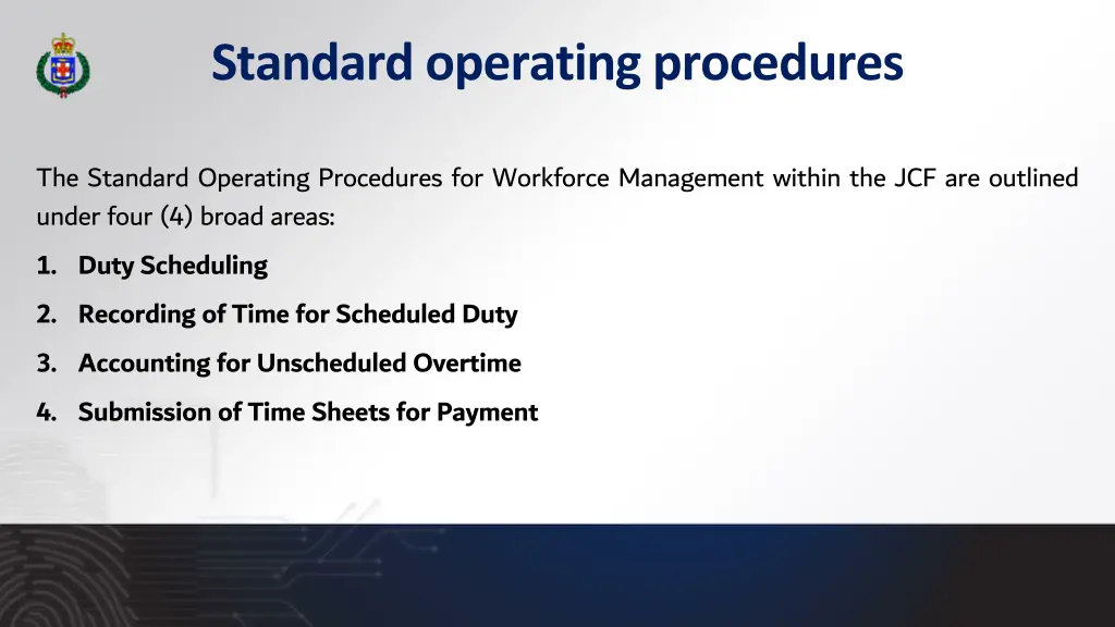 standard operating procedures