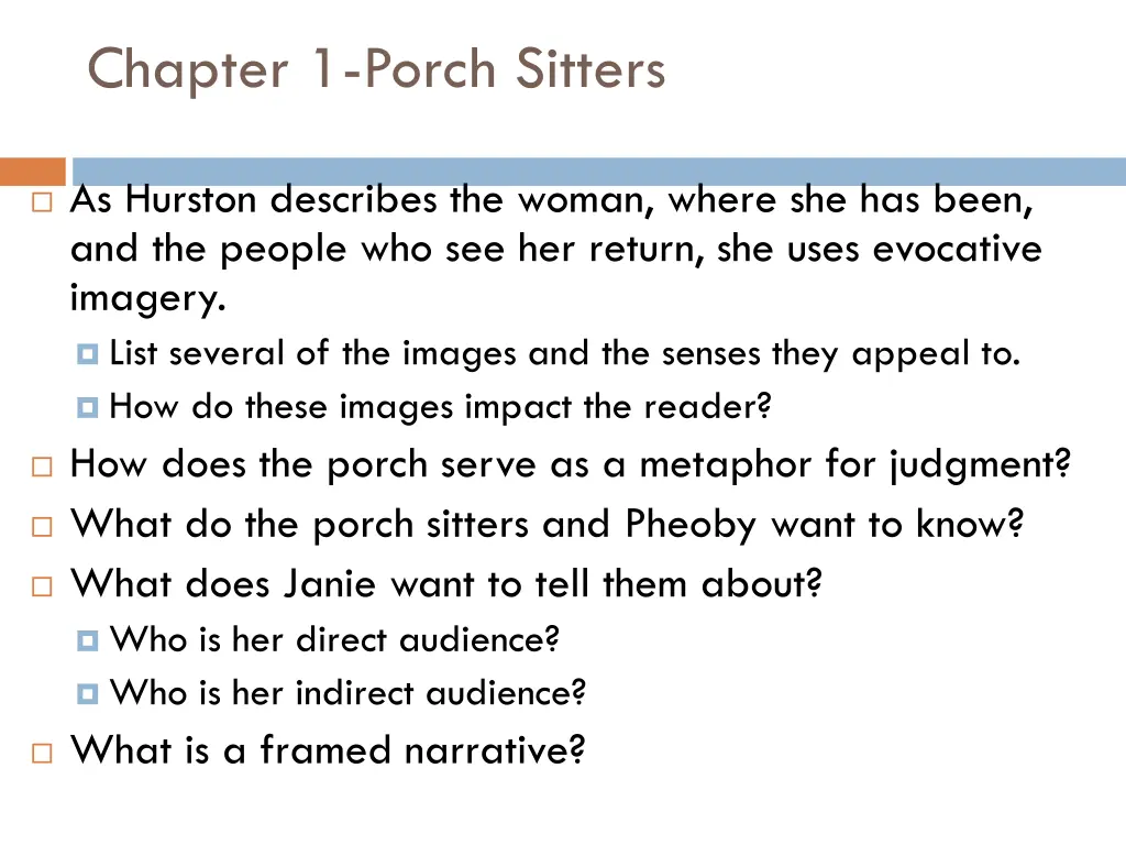 chapter 1 porch sitters