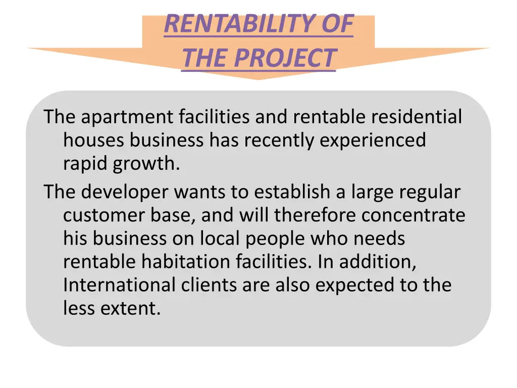 rentability of the project