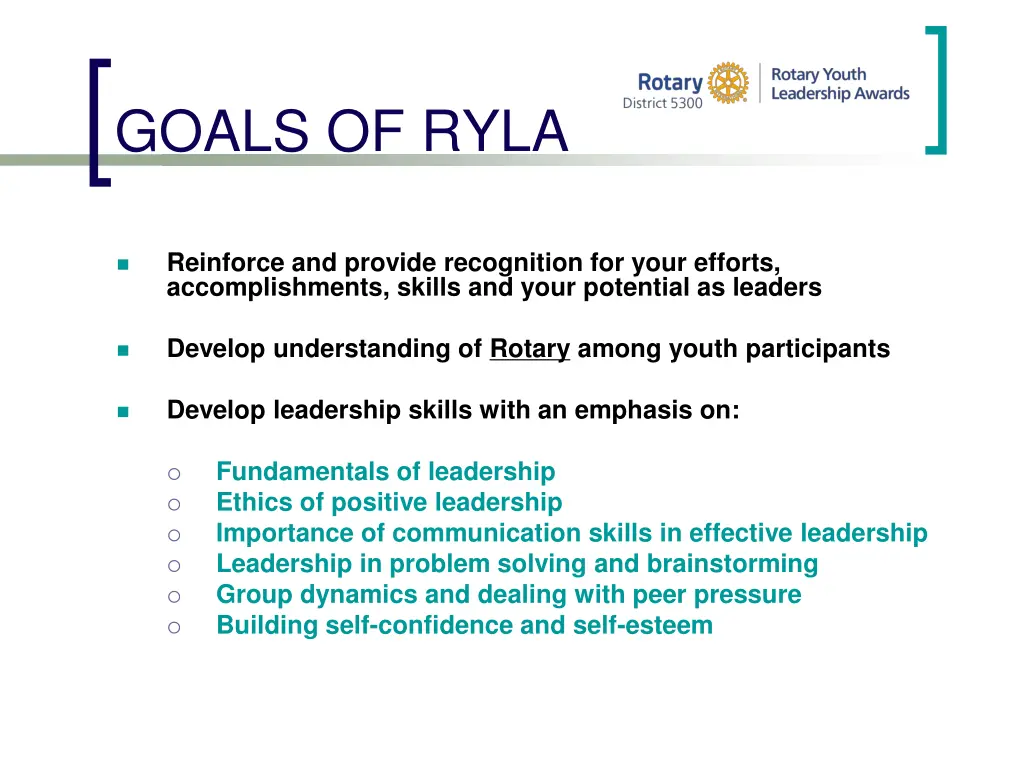 goals of ryla