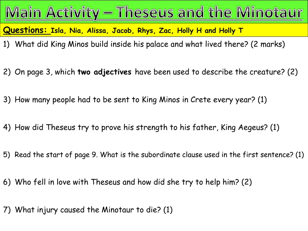 main activity theseus and the minotaur questions 3