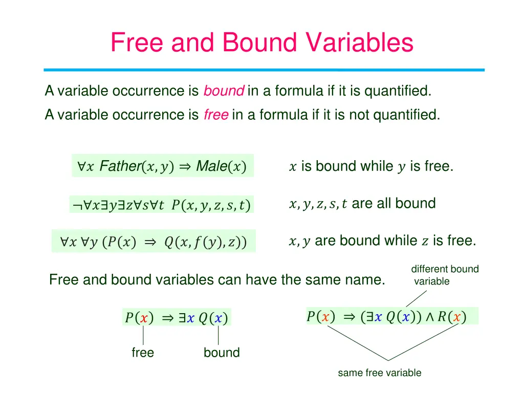 free and bound variables