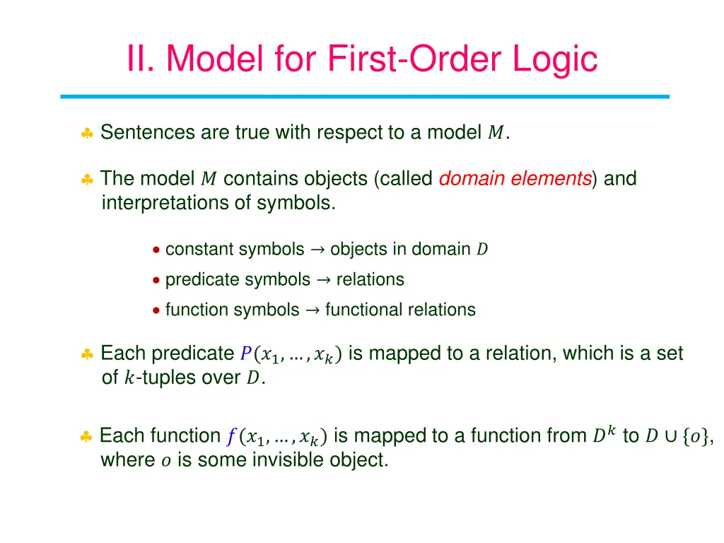 ii model for first order logic