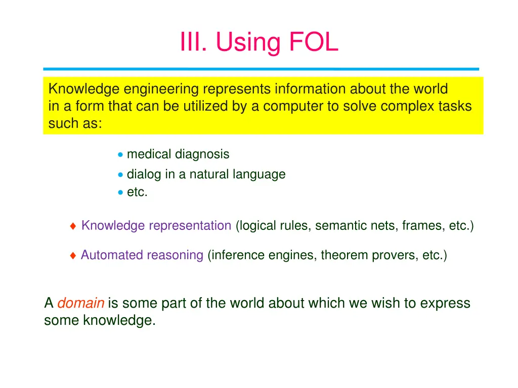 iii using fol