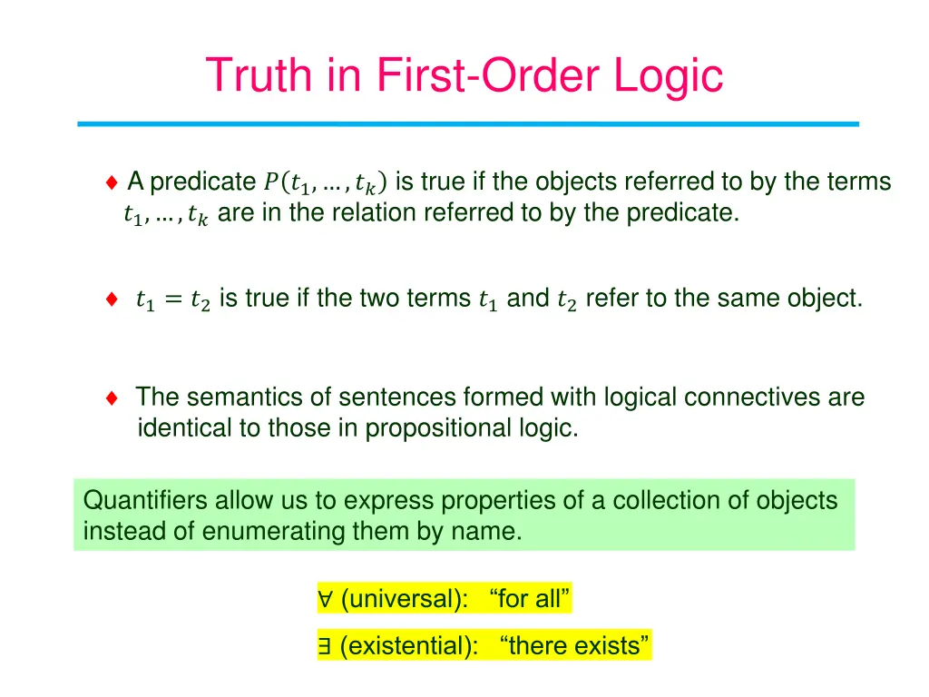 truth in first order logic