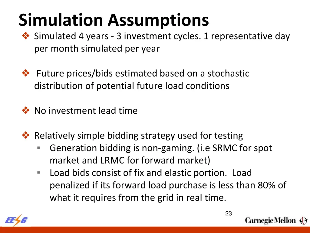 simulation assumptions simulated 4 years