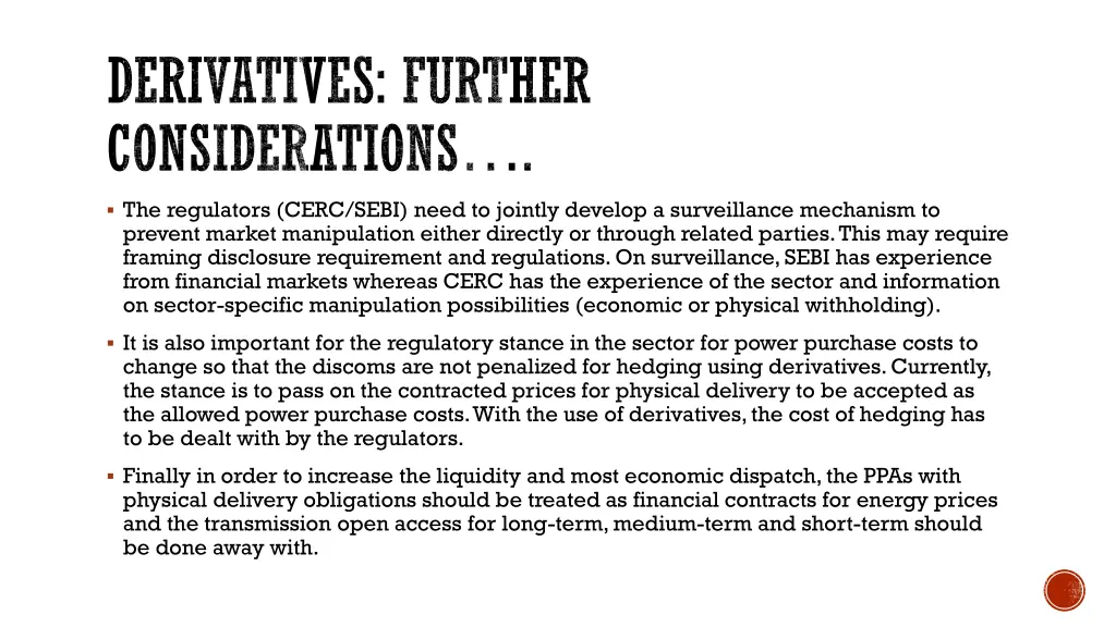 derivatives further considerations