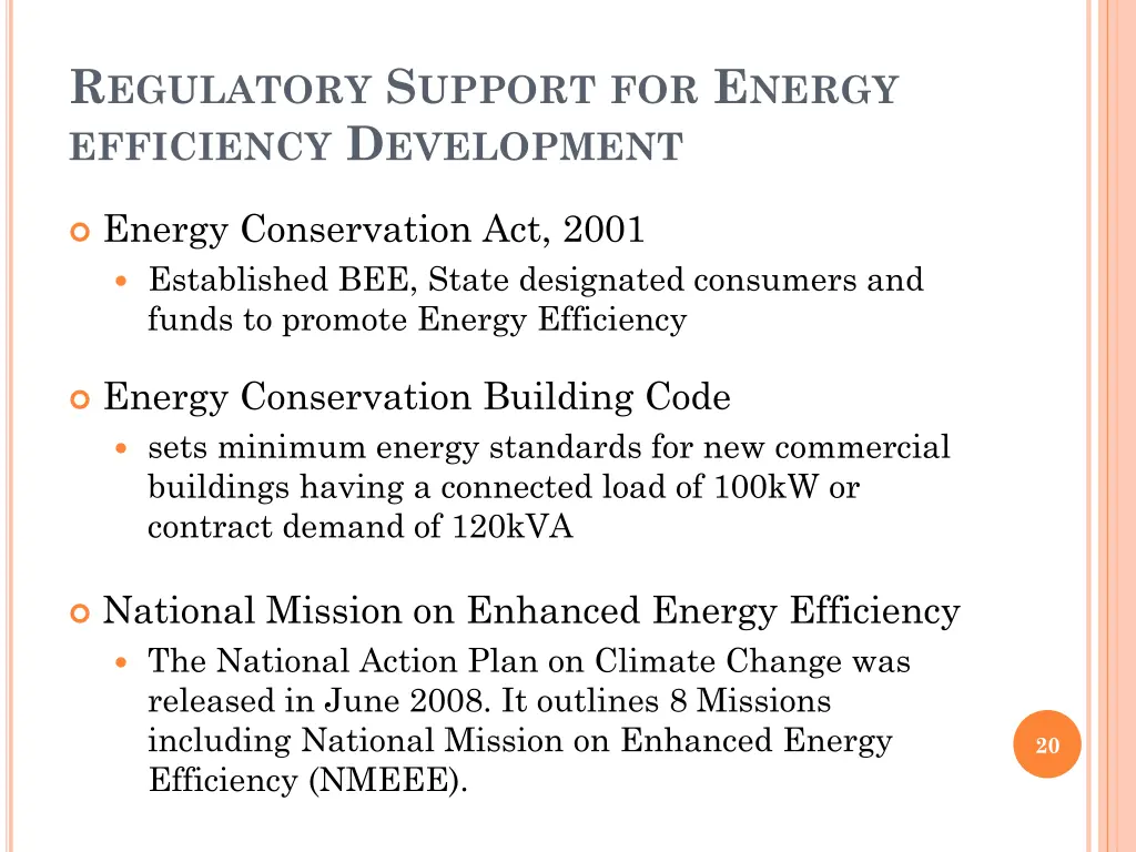 r egulatory s upport for e nergy efficiency