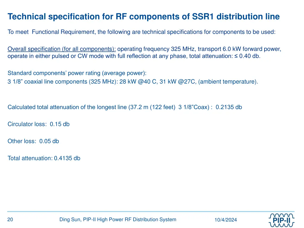 technical specification for rf components of ssr1