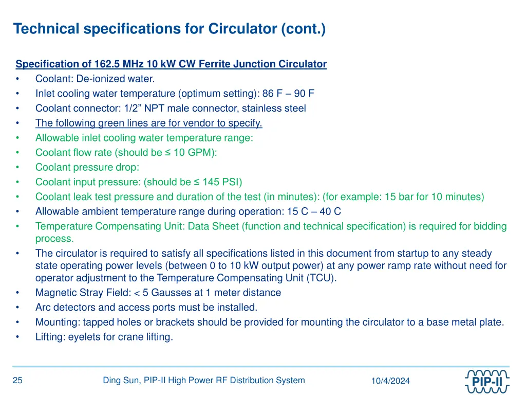 technical specifications for circulator cont 2