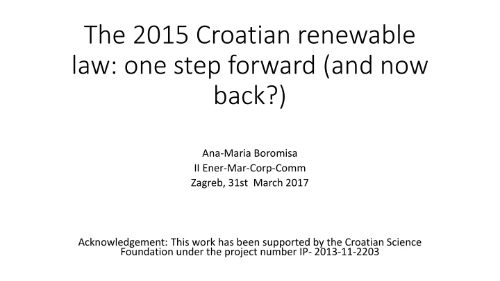 the 2015 croatian renewable law one step forward