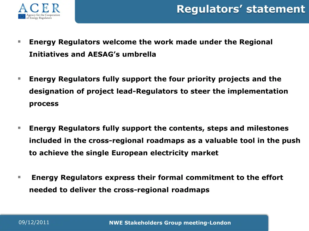 regulators statement