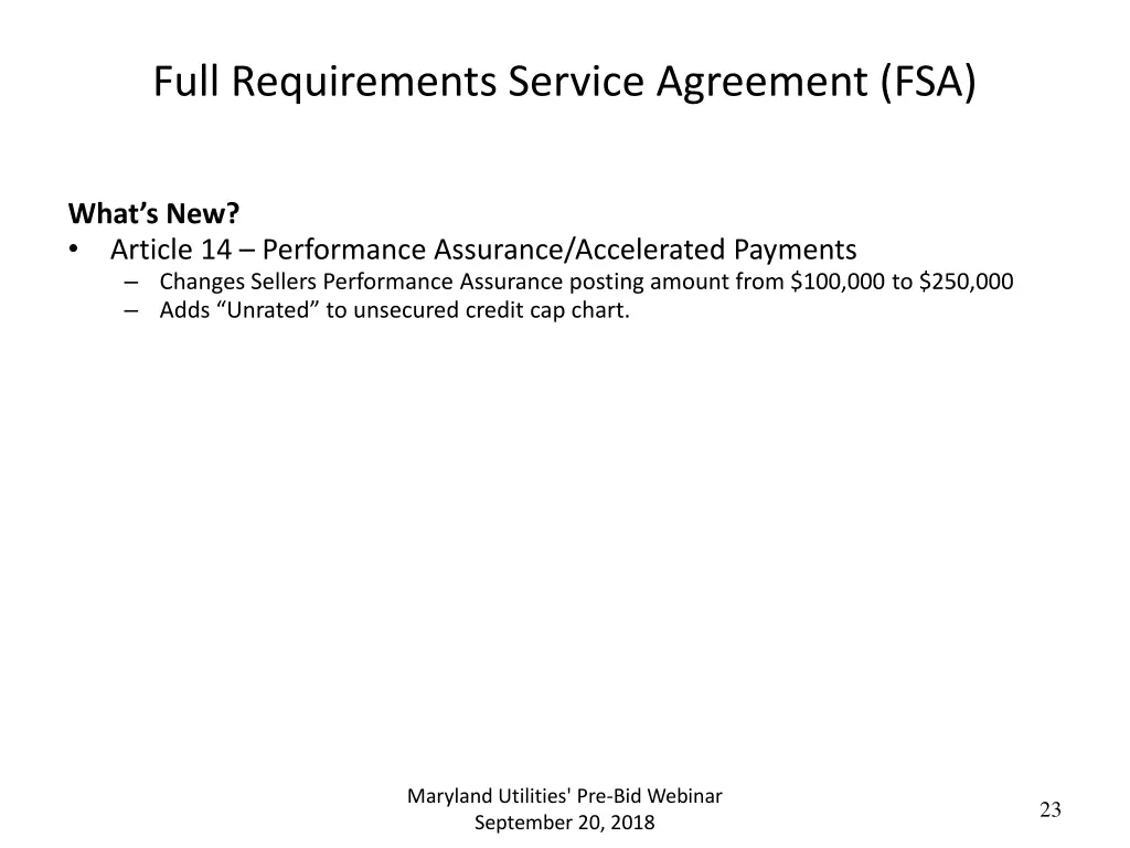 full requirements service agreement fsa 2