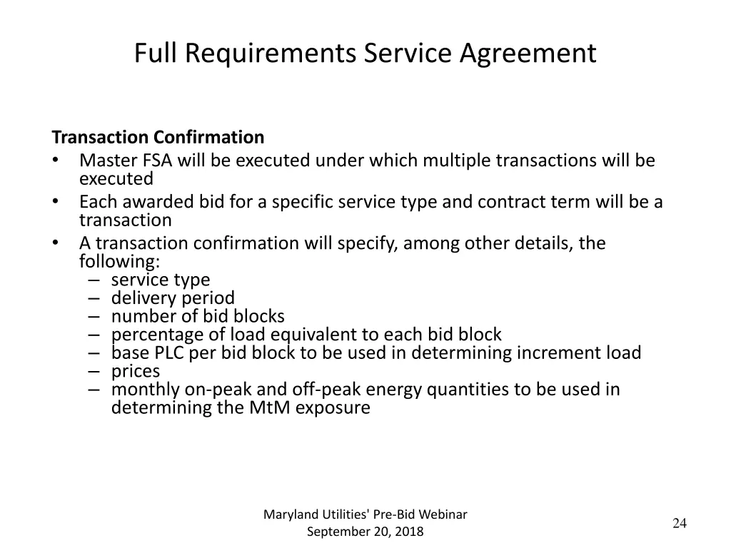 full requirements service agreement