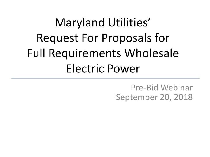 maryland utilities request for proposals for full