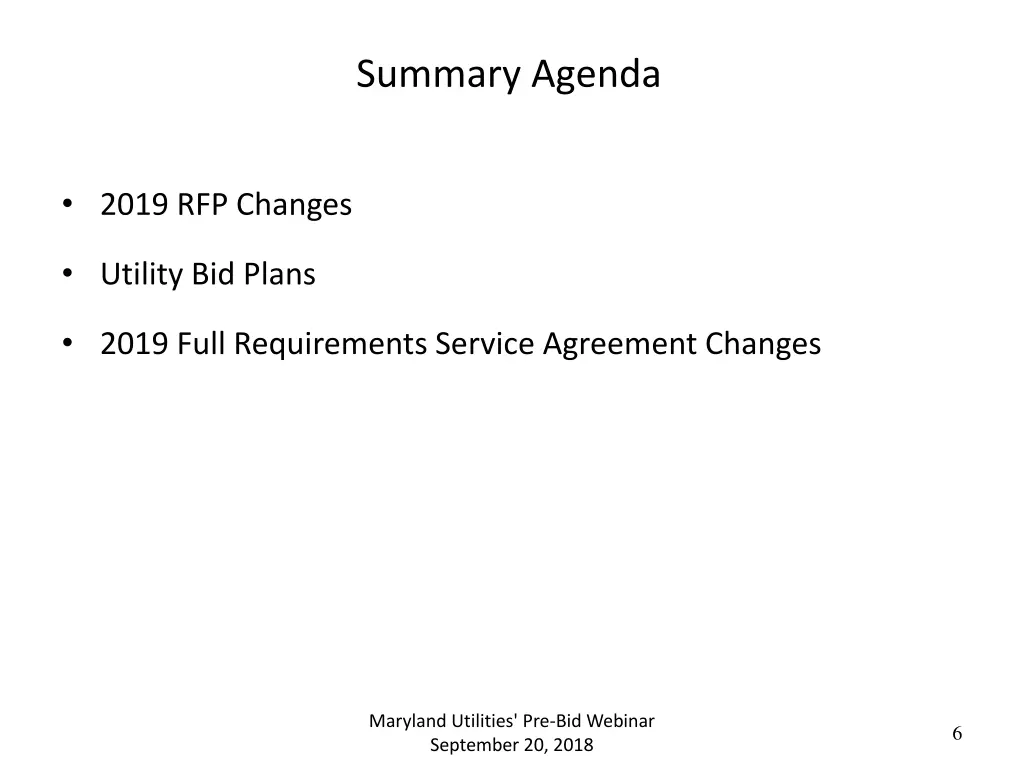 summary agenda