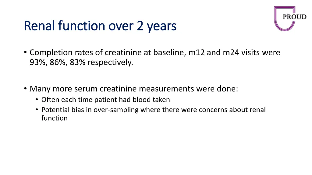 renal function over 2 years renal function over