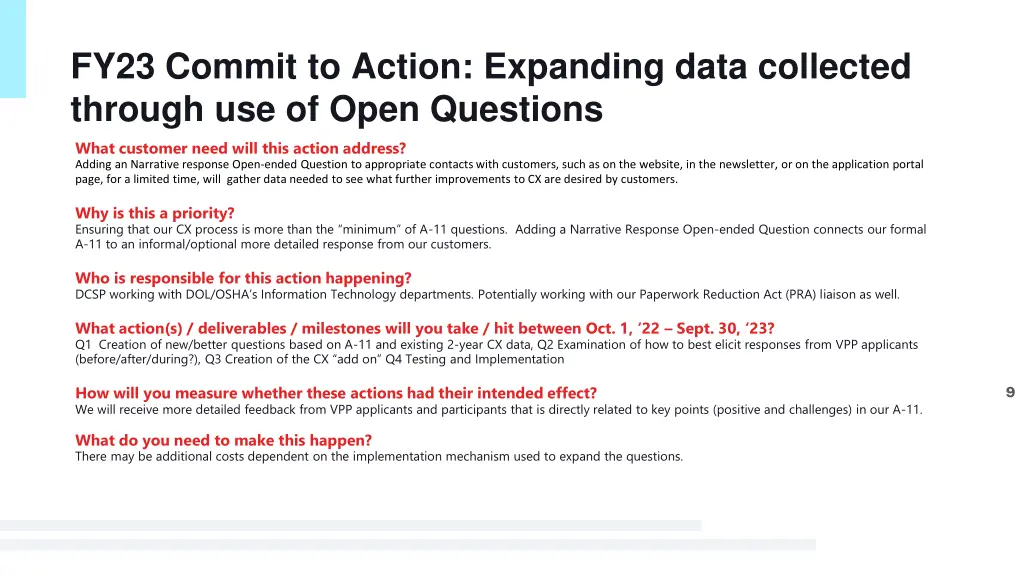 fy23 commit to action expanding data collected