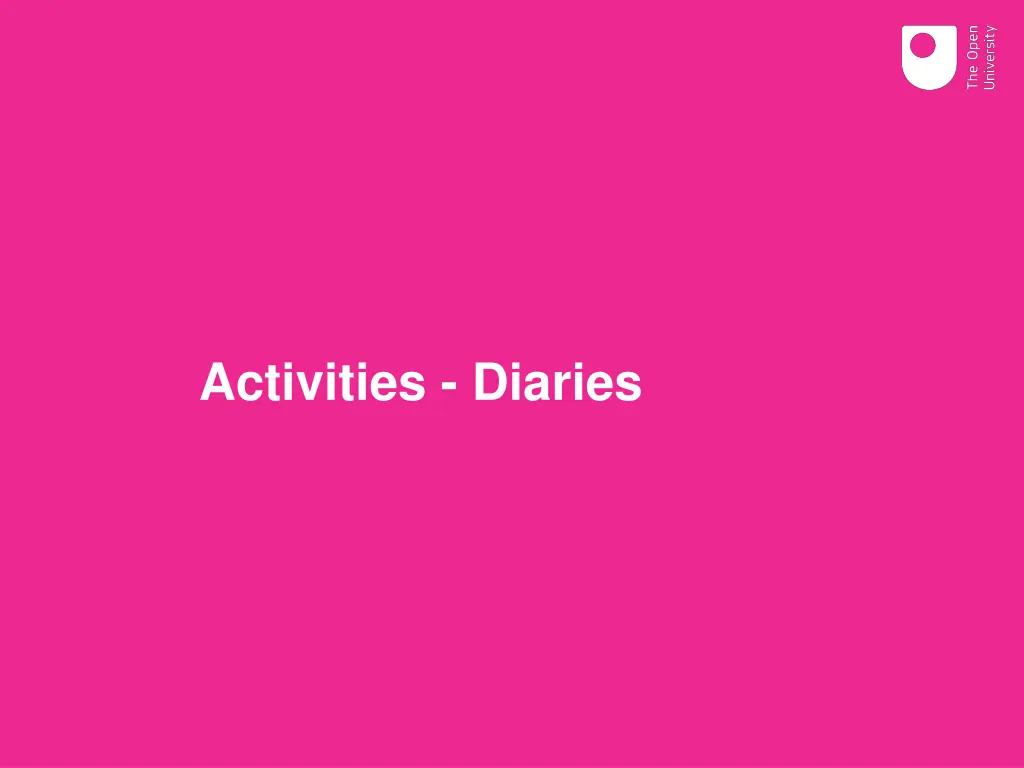 activities diaries