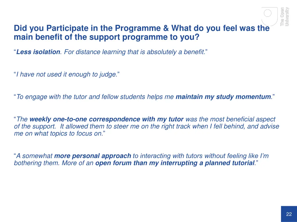 did you participate in the programme what