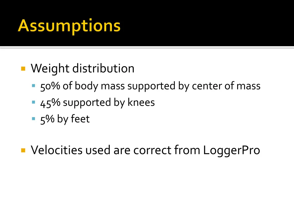 weight distribution 50 of body mass supported