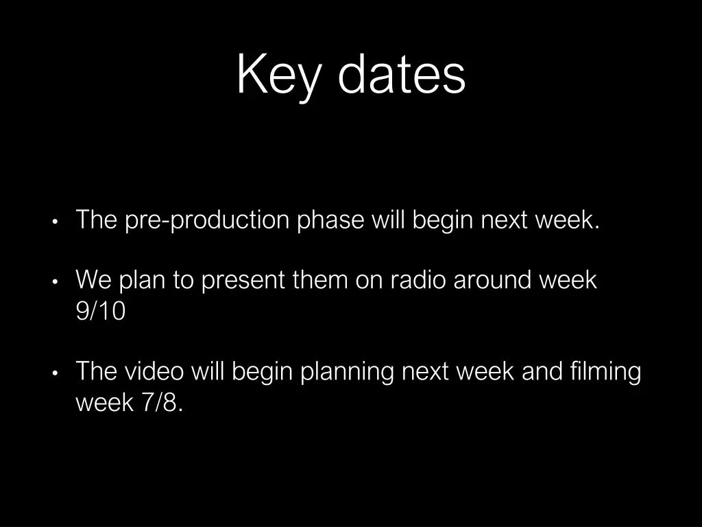 key dates